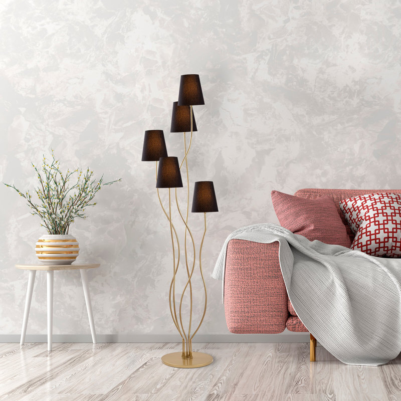 Okamoto 160cm Floor Lamp, Black, Gold