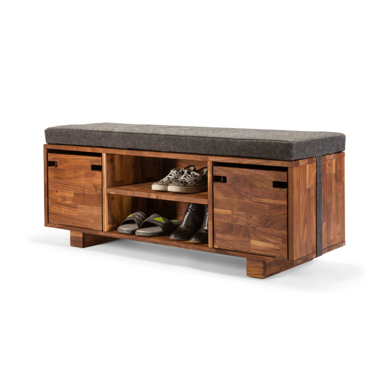 Entryway bench, shoe storage, walnut, adjustable, sturdy