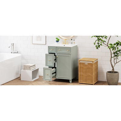 Meuble-lavabo de 24 po avec lavabo en céramique - Économie d'espace, lavabo pratique de 24 po, beaucoup d'espace, sophistication