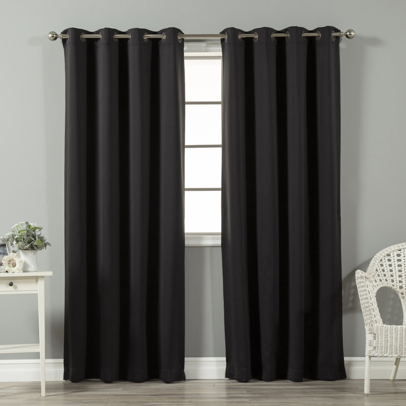 Flame Retardant Thermal Insulated Blackout Curtain, 52" W x 84" L, Black