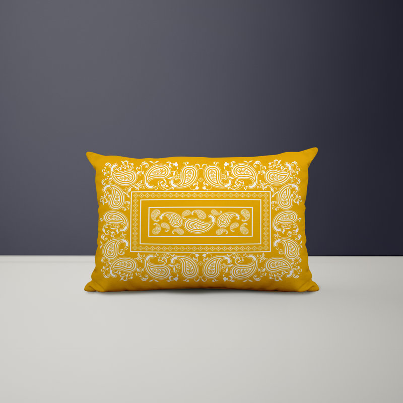 Paisley Outdoor Reversible Throw Pillow, Yellow