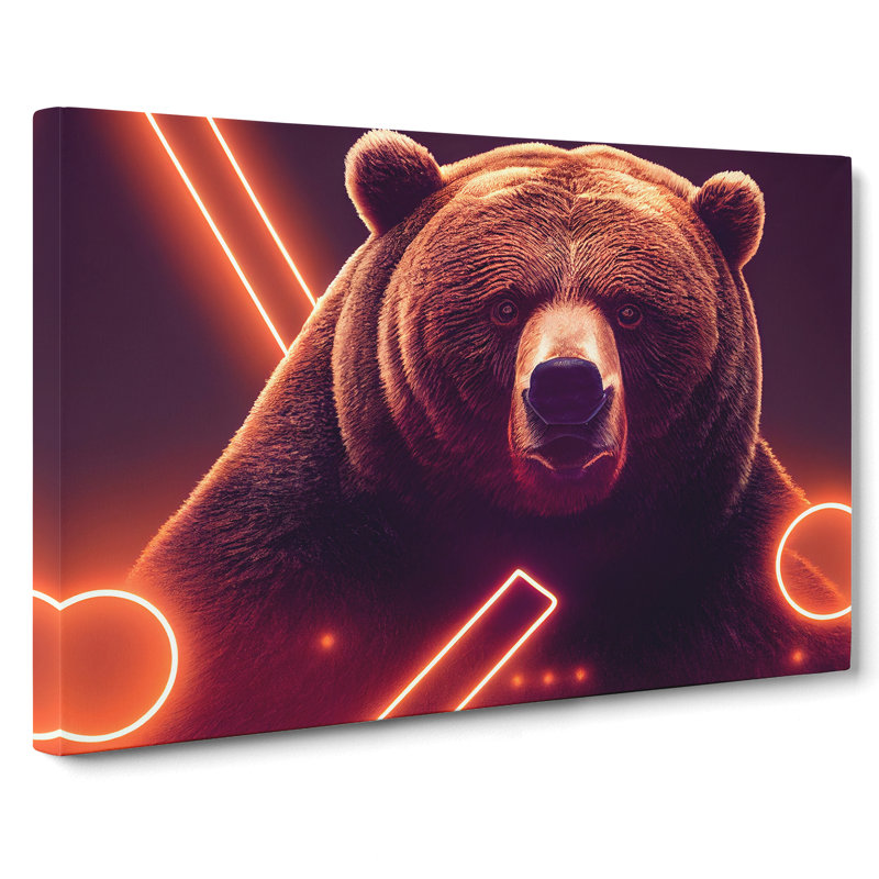 Futuristic Bear - Wrapped Canvas Painting, 35cm H x 50cm W x 3cm D