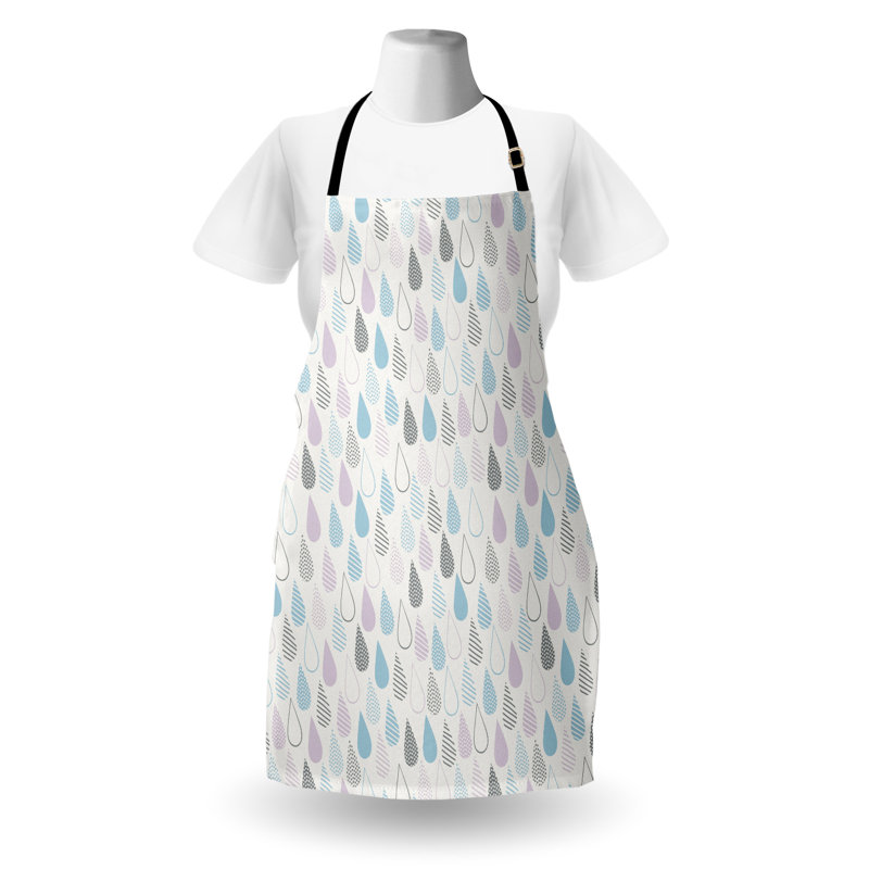East Urban Home White Apron Unisex, Droplets, Adult Size, Multicolor