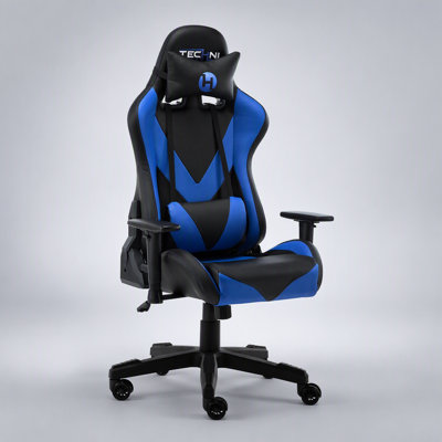 Chaise de bureau/gaming ergonomique pour enfants, avec dossier bas extra-large, assise rembourrée confortable et piètement en métal gris.