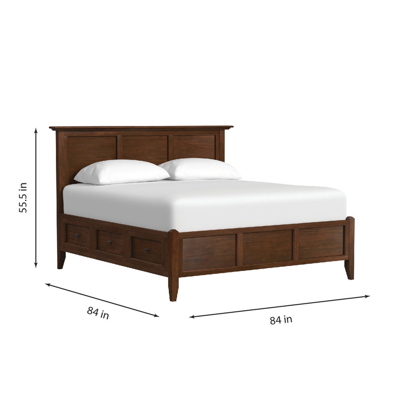 Solid Wood Platform Storage Bed, King