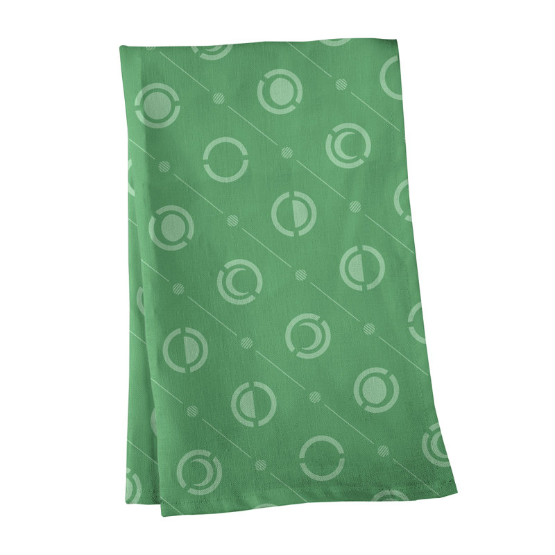 Torchon Moon phases, Vert, Croisé en coton