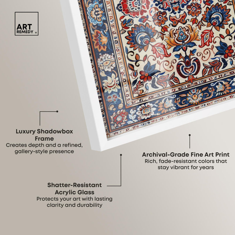 Décoration murale orientale Morrocan Garden Shadowbox par Art Remedy, H 21 po x l 17 po, Blanc