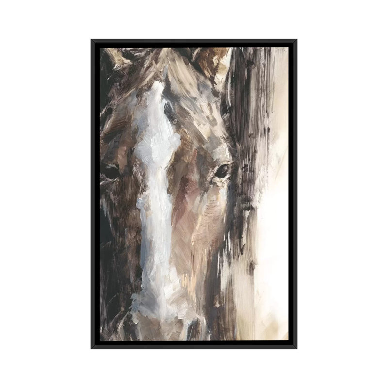 Étude équine II par Ethan Harper - reproduction d'art, H 60 po x l 40po x P 1,5 po, Toile avec cadre noir, Pas de tapis