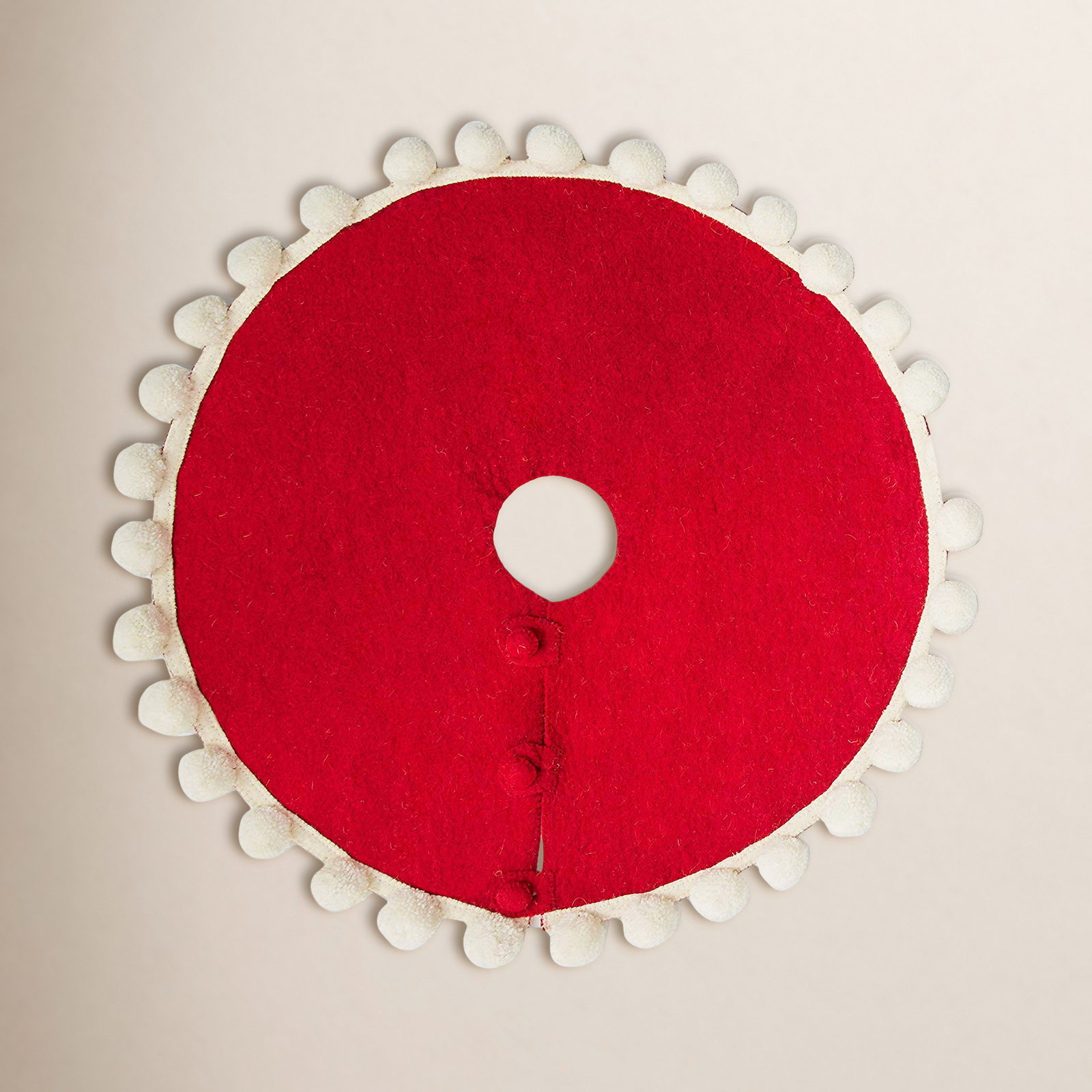 Handmade Pom Pom Wool Tree Skirt