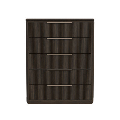 Commode 5 tiroirs Rimmer en brun foncé
