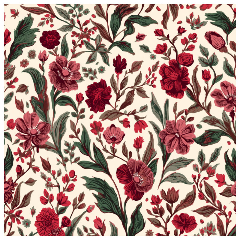 Édredon rouge à motif floral, Twin