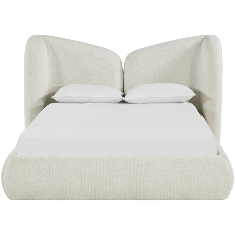 Elowen Chenille Fabric Upholstered Bed, Cream Chenille Fabric, Full