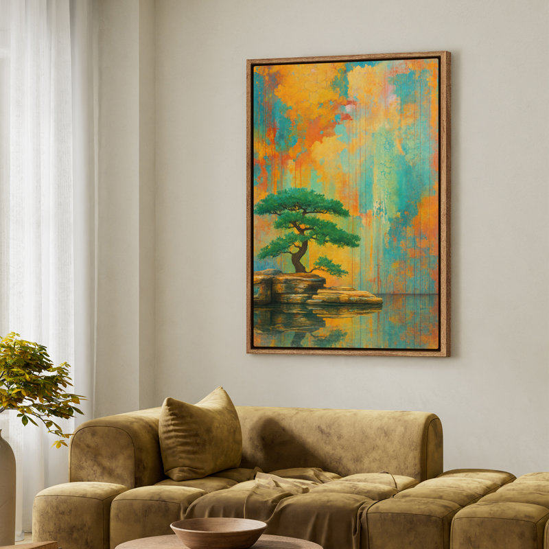 Art mural encadré, impressions murales abstraites rétro pour chambre à coucher - 16 po x 24 po, H 36 po x l 24 po, Naturel