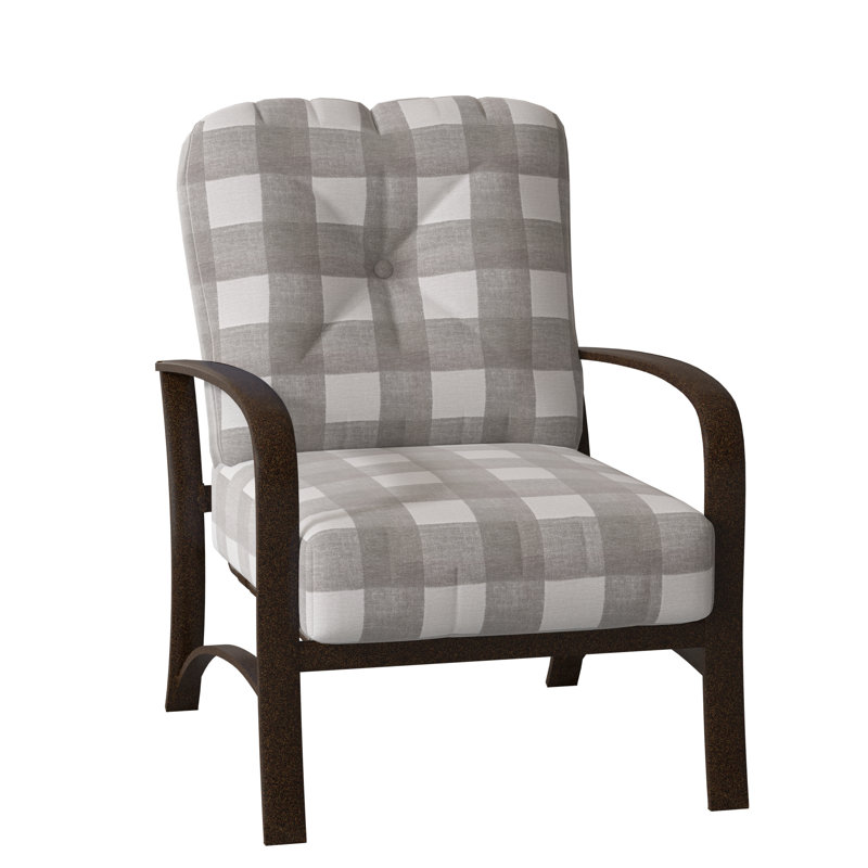Fremont Outdoor Lounge Chair, Canvas Heather Beige Sunbrella® Canvas, Chestnut Brown