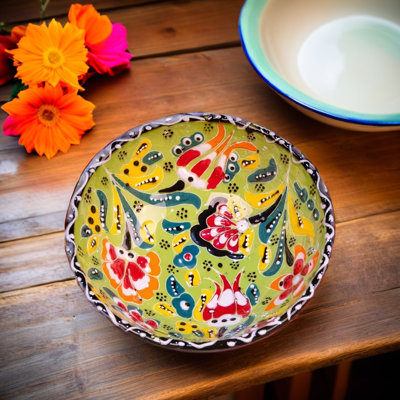 Turkish Ceramic Bowls Handcrafted - 20 Cm Round Decorative Mini Bowls For Spices, Snacks, Soap, Condiments - Set For Kitchen Or Home Décor