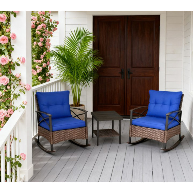 Ensemble de chaises berçantes de patio avec chaises berçantes et table basse à 2 niveaux pour le jardin, le porche et la cour