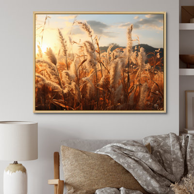 Beige Herbs Field II - Landscapes Canvas Art Print