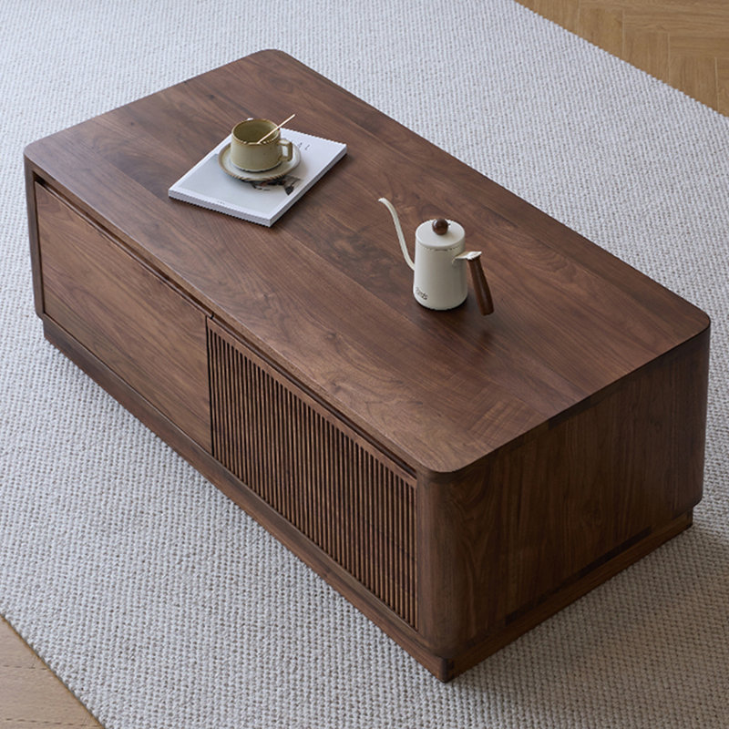Table basse en noyer avec quatre tiroirs, H 15,75 po x L 47,24 po x l 23,62 po