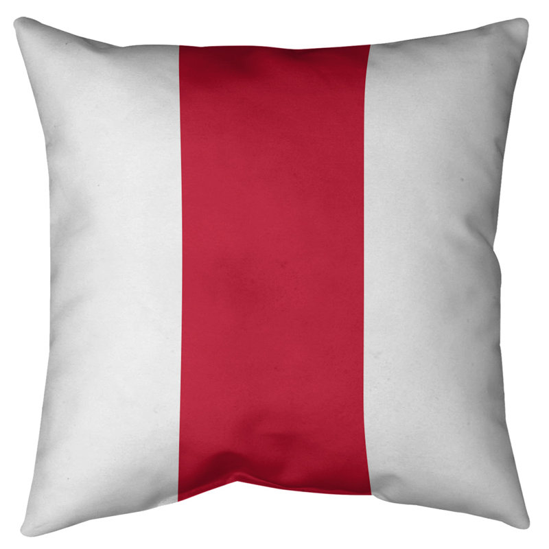 Housse de coussin décoratif en football atlanta retour, 20 po x 20 po, Blanc / Rouge, Faux lin