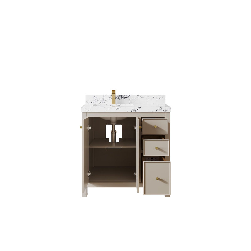 Chicago 36'' Single Bathroom Vanity with Top, Viola Night