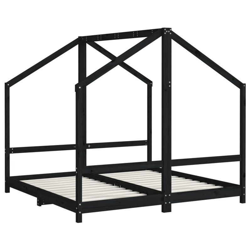 Saer Solid Wood Canopy Bed by Harriet Bee, 80 x 160cm, Black