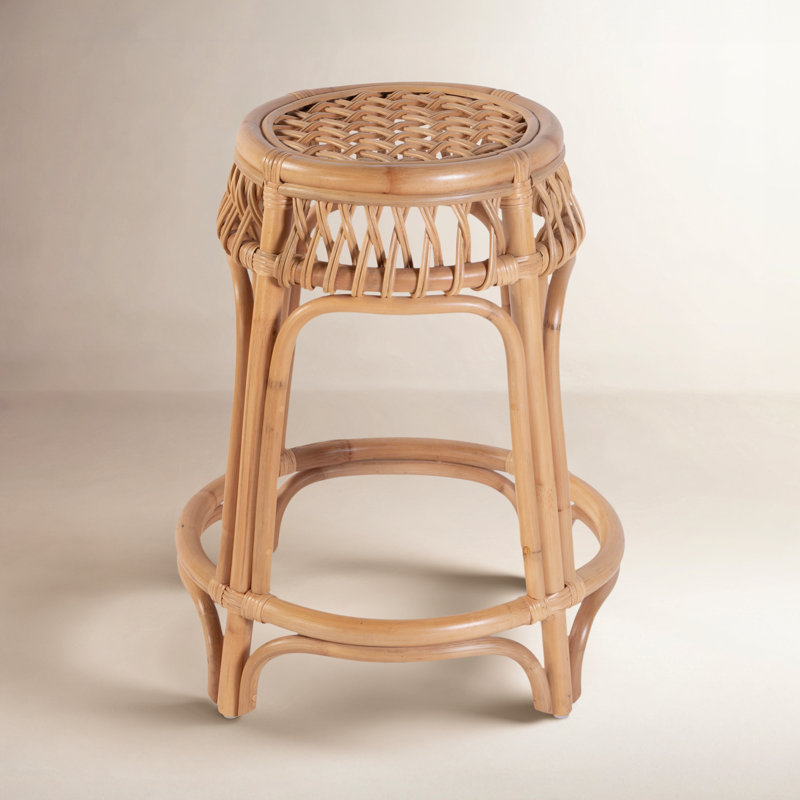 Beachwood Round Rattan Stool, Counter Stool (24.5” Seat Height)