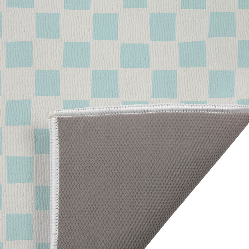 Checkered Absorbent Non-Skid Rectangular Toilet Mat