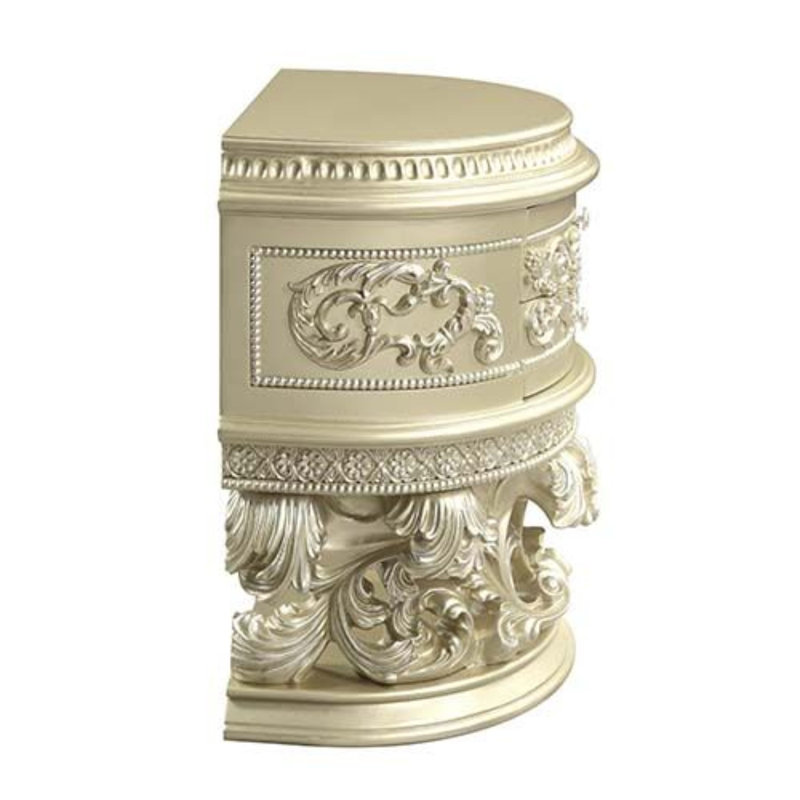 Champagne Silver 2-Drawer MDF Nightstand with Gold Handles