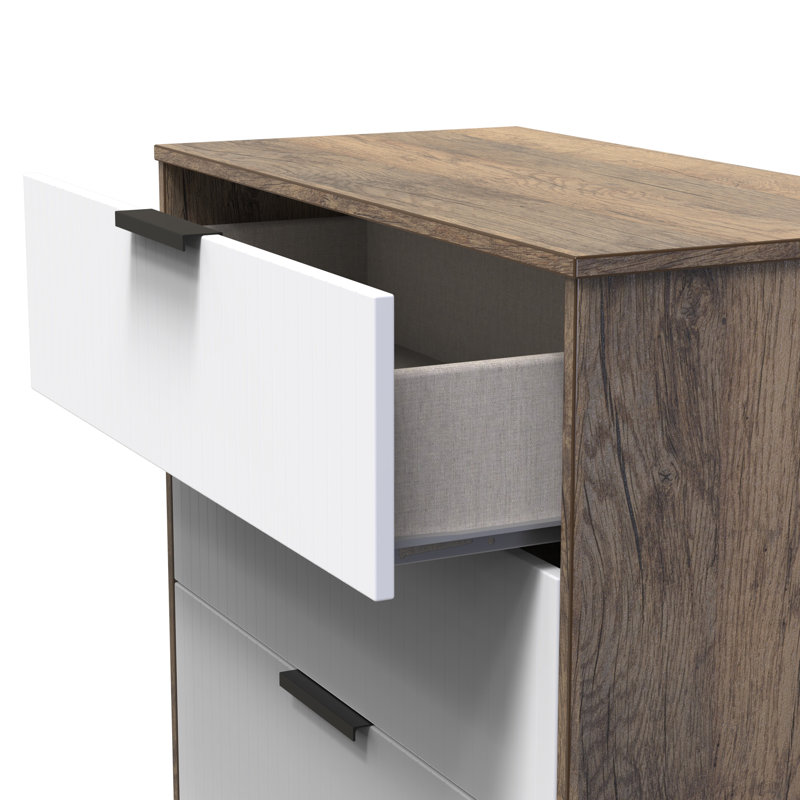 Berklie 77cm W 3 - Drawer Chest of Drawers, White Matt/Vintage Oak
