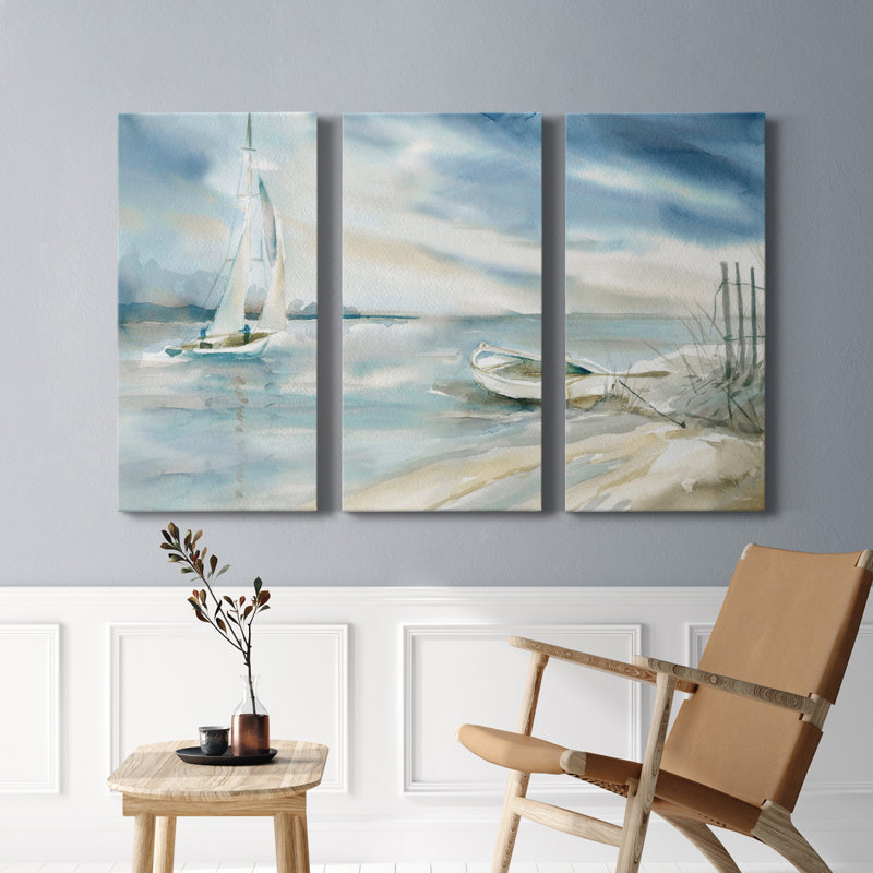Voile subtile - peinture sur toile tendue 3 pièces, H 60 po x l 120 po x P 1 po