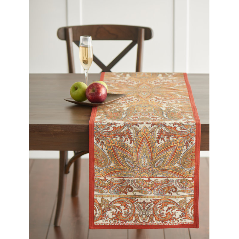 Kashmir Paisley 100% Cotton Table Runner, 72" L x 14.5" W