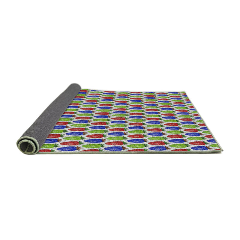 Tapis vert/bleu marine à motifs, Rond 7 pi