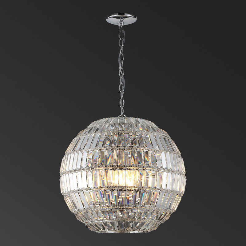 Lustre sphérique unique et remarquable à 5 lumières avec accents de cristal Chinetta