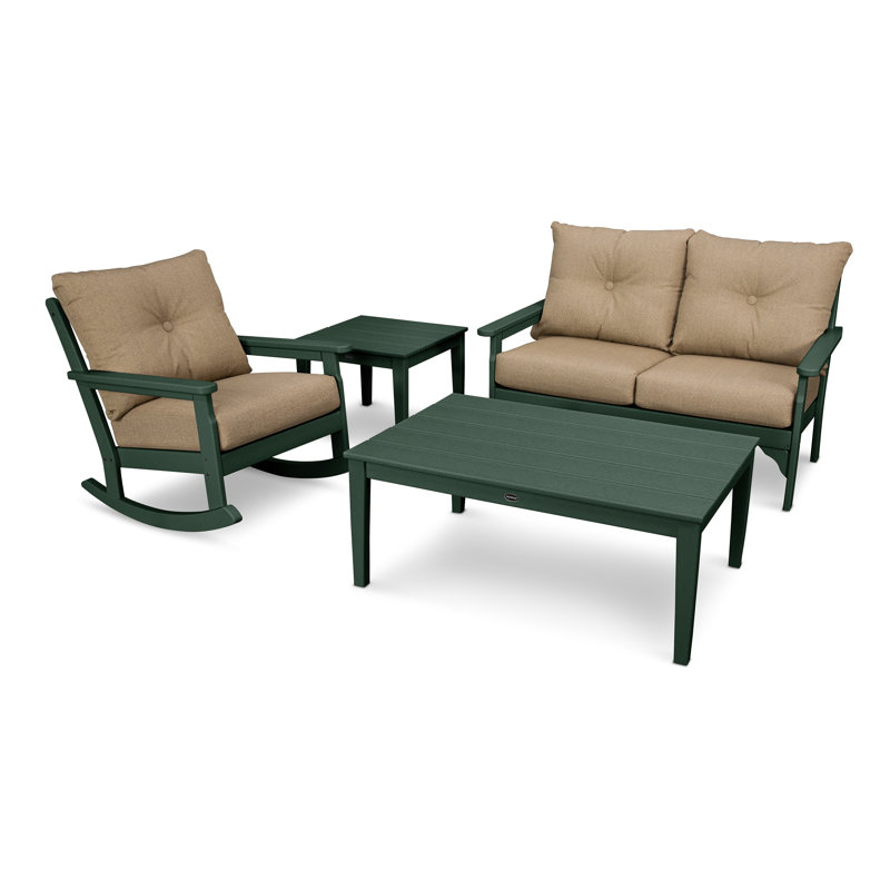 Vineyard 4-Piece Deep Seating Rocker Set, Green, Sesame