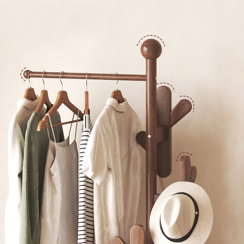 360° Rotating Coat Rack with Basket