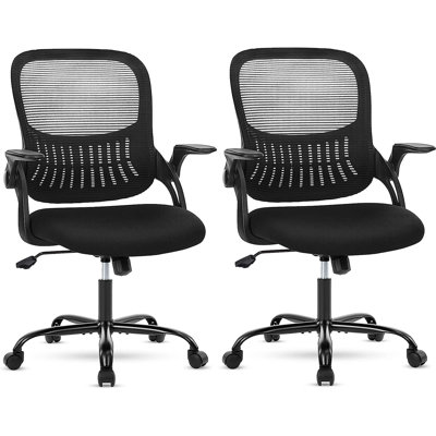 Chaise de bureau, chaise de bureau, chaises de bureau ergonomiques pour la maison, chaise d'ordinateur avec accoudoirs rabattables, chaises de bureau en filet avec roulettes, chaise de bureau, chaise de travail à dossier moyen avec support lombaire ergon