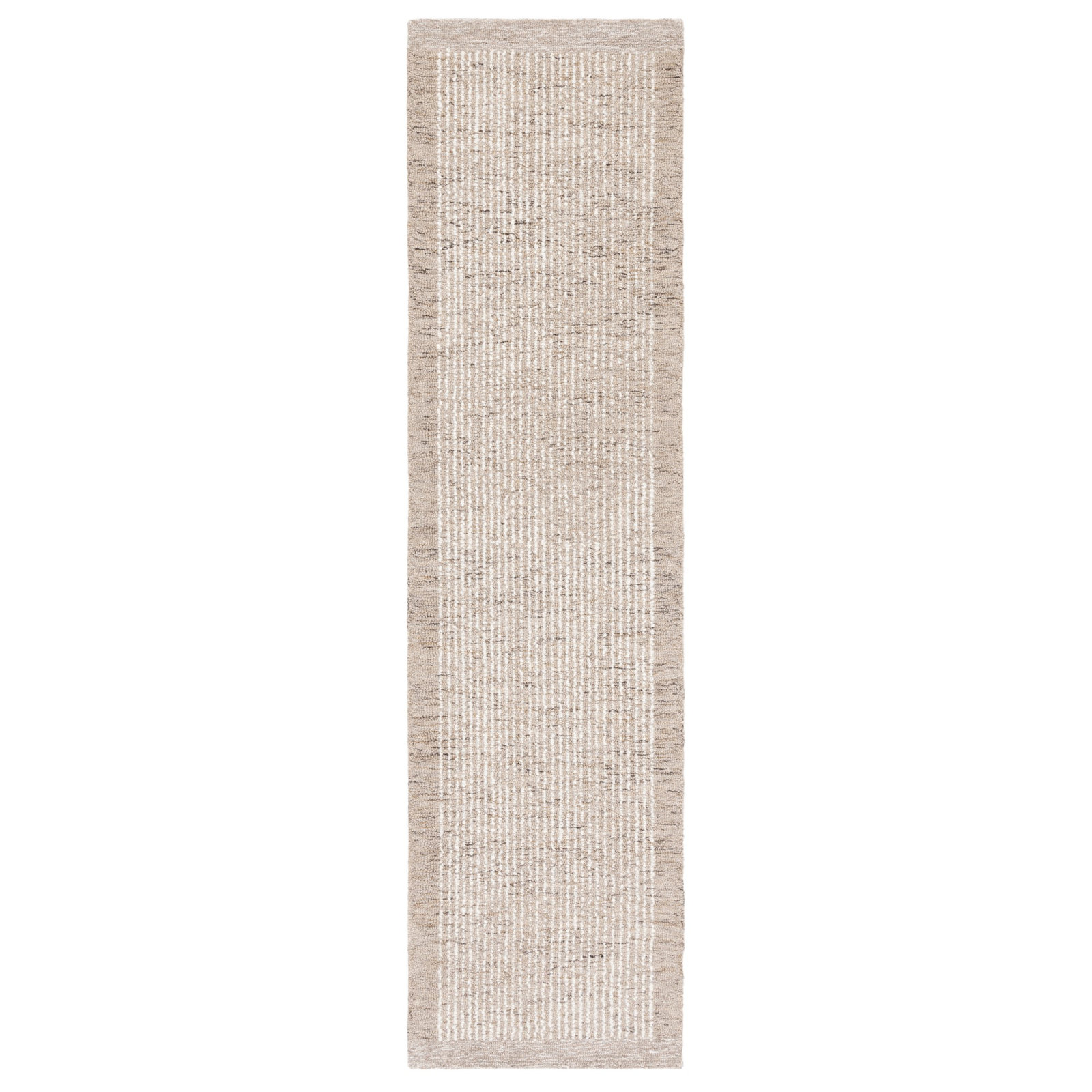 Ardme Hand Tufted Wool/Cotton Striped Rug in Ivory/Light Brown, Runner 2'3" x 9'