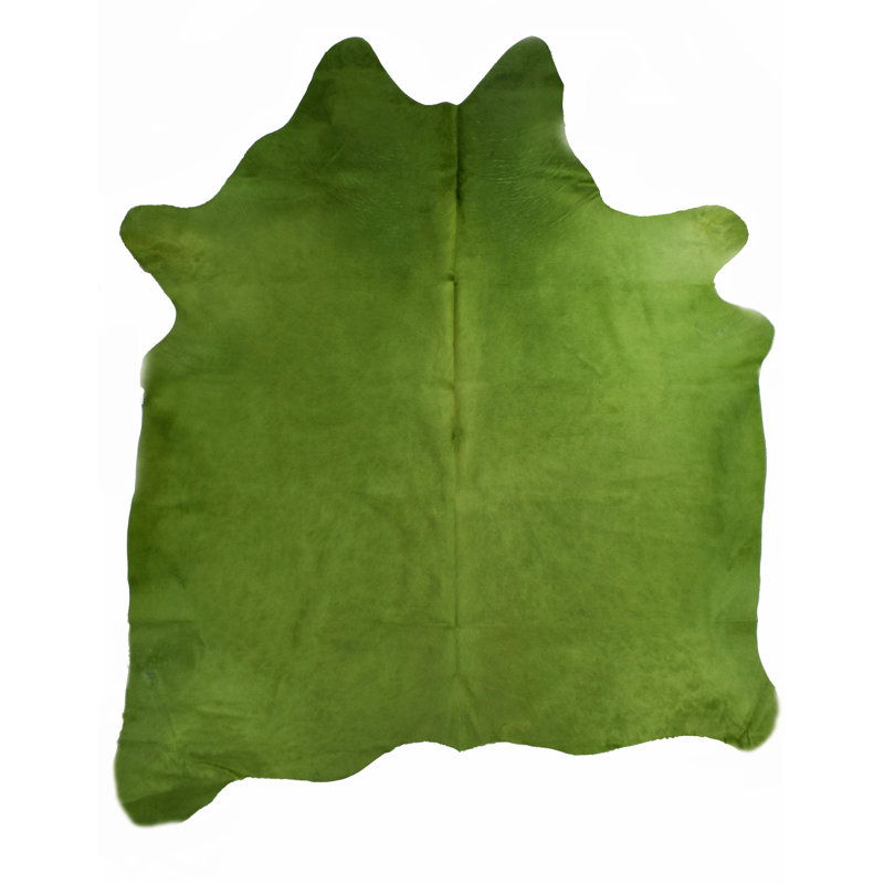 Maulik Cowhide Area Rug in Lime Green