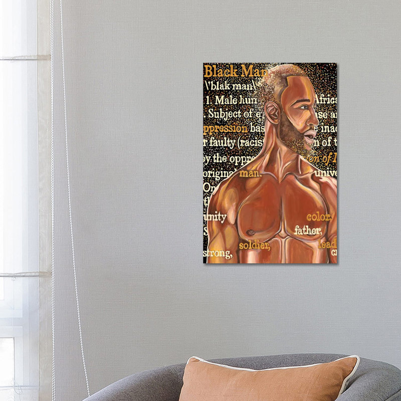 Black Man-impression d’art graphique, Pas de tapis, H 26 po x l 18 po x P 1,5 po, Toile tendue