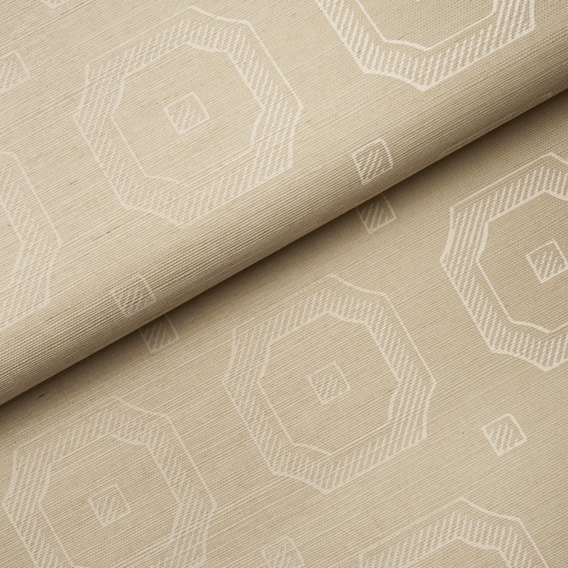 Beveled Frame Geometric Paper Wallpaper Roll, Oyster