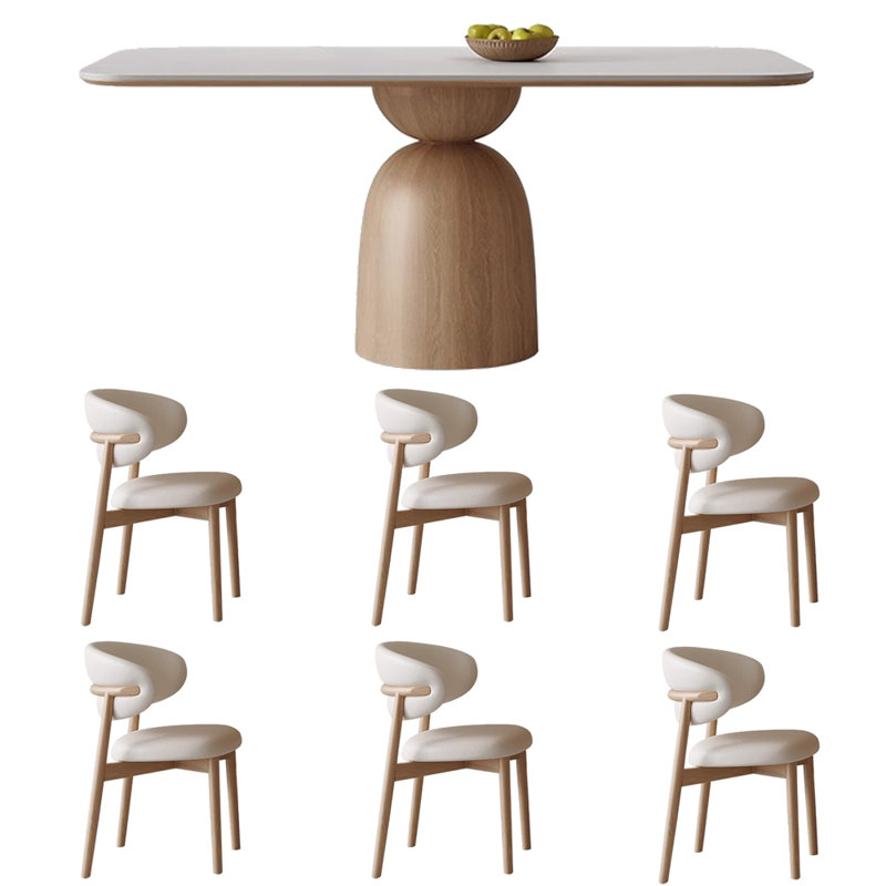Table et chaises rectangulaires, Naturel, H 29,5 po x L 70,8 po x l 31,4 po 