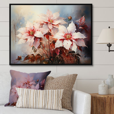 Aquarelle, charme de poinsettias roses - impression