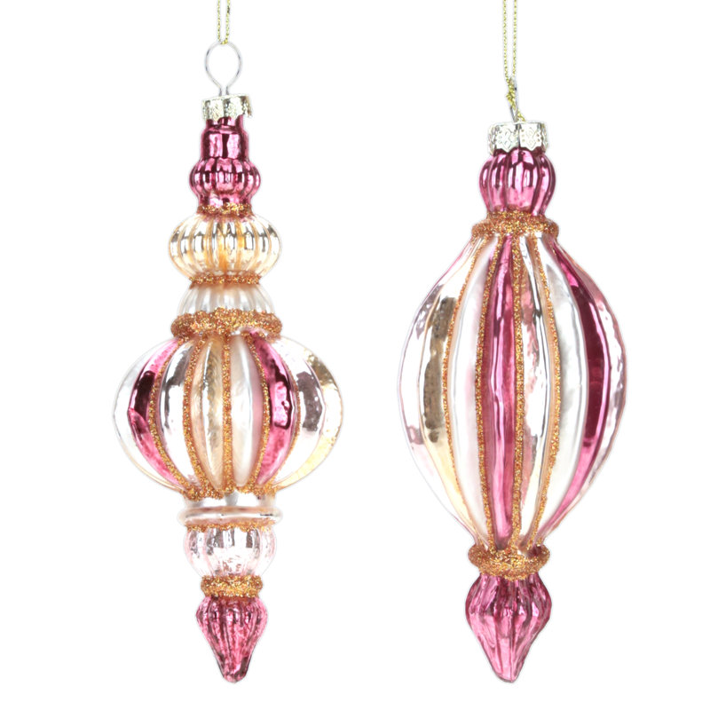 Fancy Teardrop Striped Ornament - 6 Inches Set Of 12
