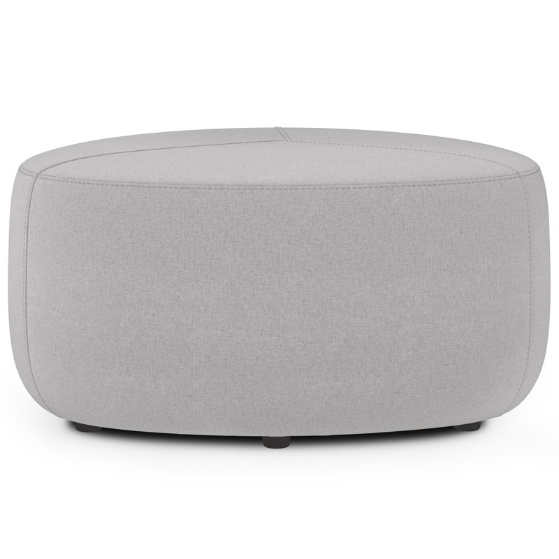 Moore 32"W Large Round Ottoman with Upholstered Seat and Solid Wood Frame, Assembled, Light Gray