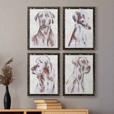 «Sitting Dog I», toile encadrée de qualité supérieure - prête à être accrochée