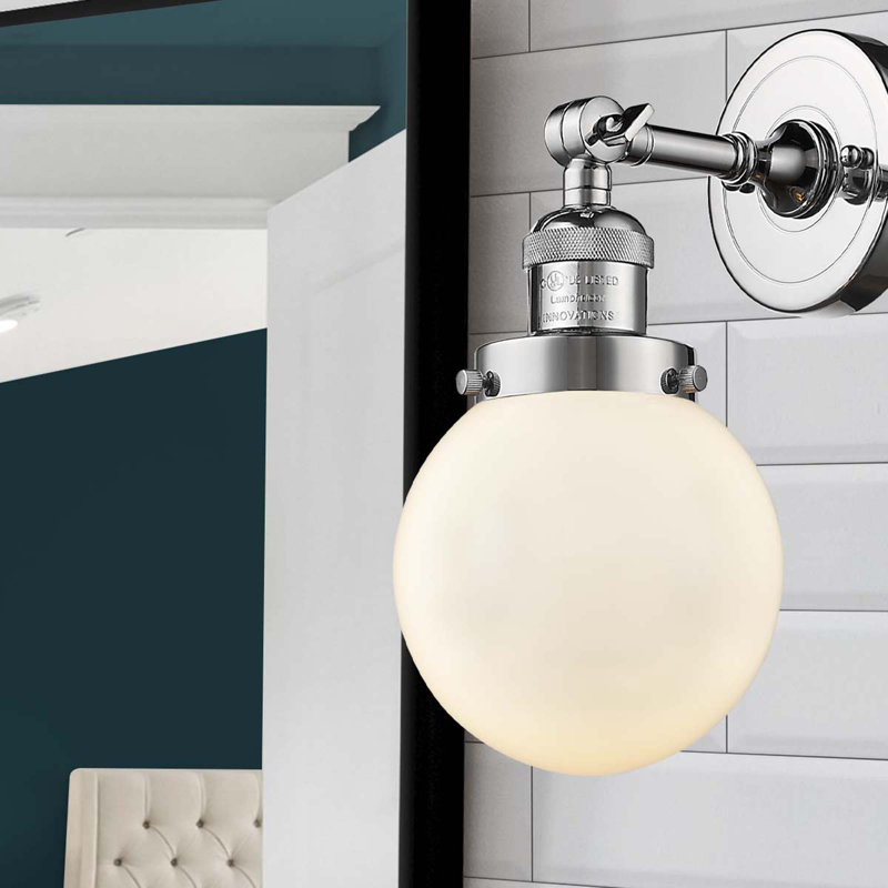 Clementina Dimmable Bath Sconce, Matte White Cased, Polished Chrome, Bulb Not Included