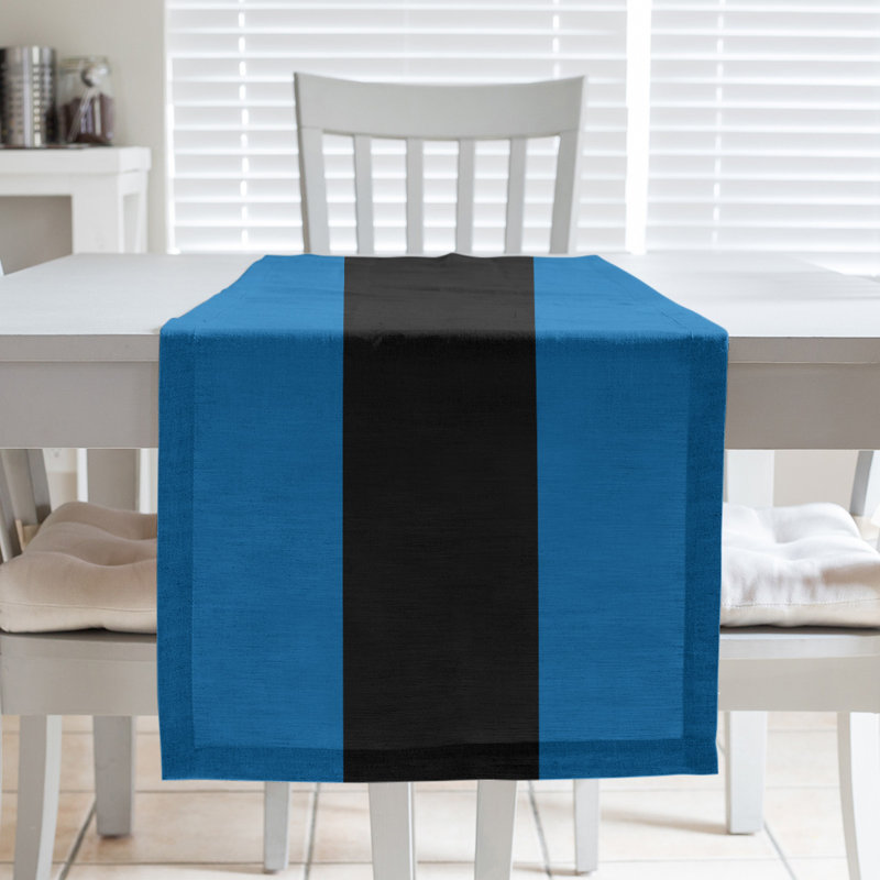Chemin de table basket New York, L 90 po x l 16 po, Bleu / noir / bleu, Polyester sergé