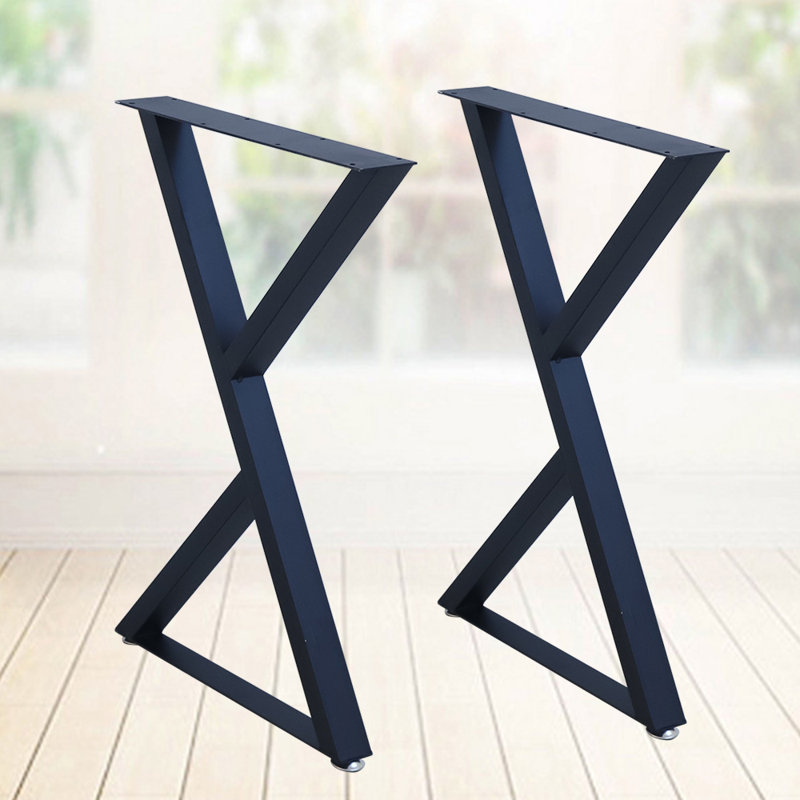Curtsinger Modern Wrought Iron Triangle Table Legs, 28" H x 5.7" W x 5.5" D