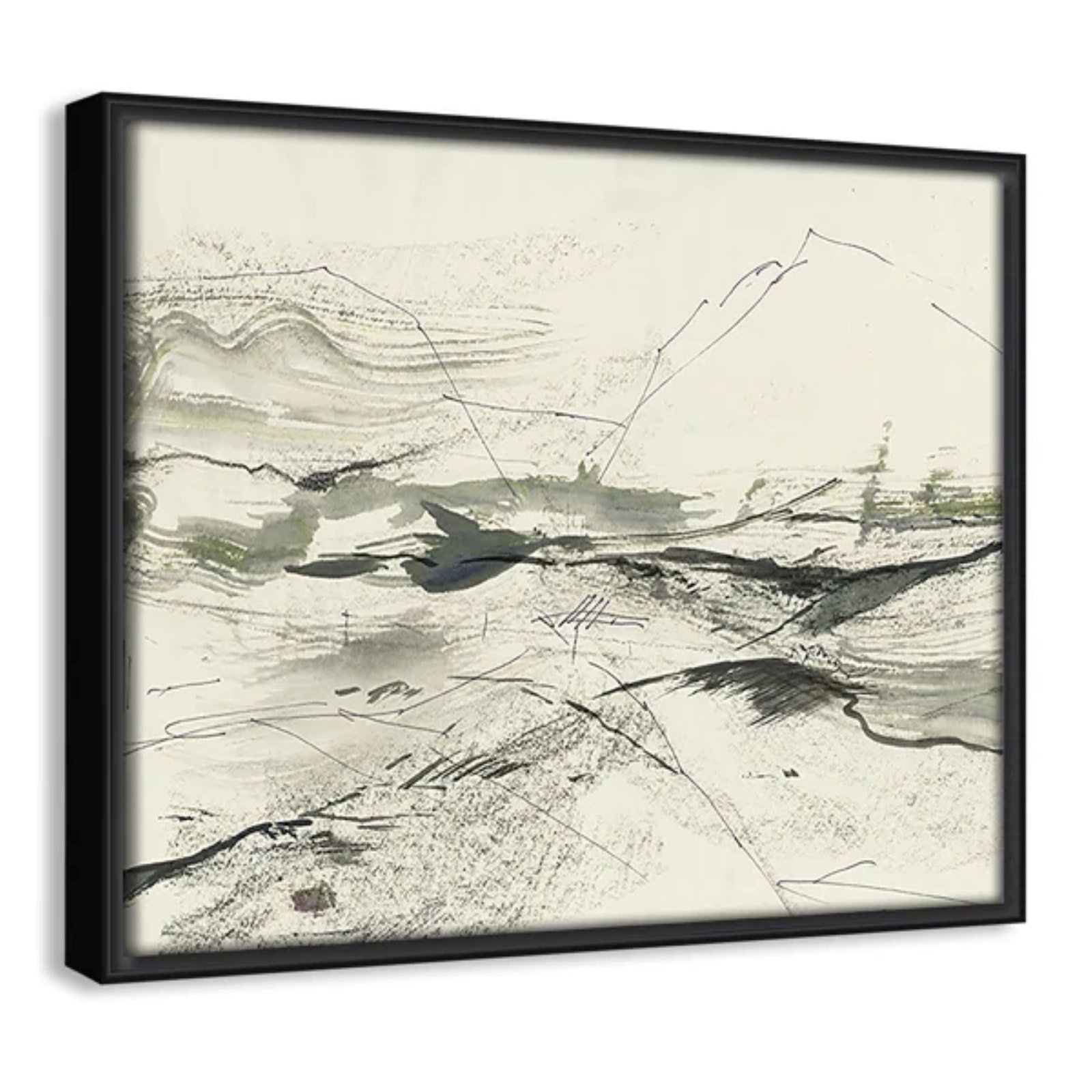 Green Sketches Print by PI Studio, 9.5" H x 11.5" W x 2" D, Black Floater Framed, No Mat