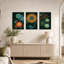 Ensemble de 3 toiles murales à motifs de soleil et de pois turquoise et orange-504299550